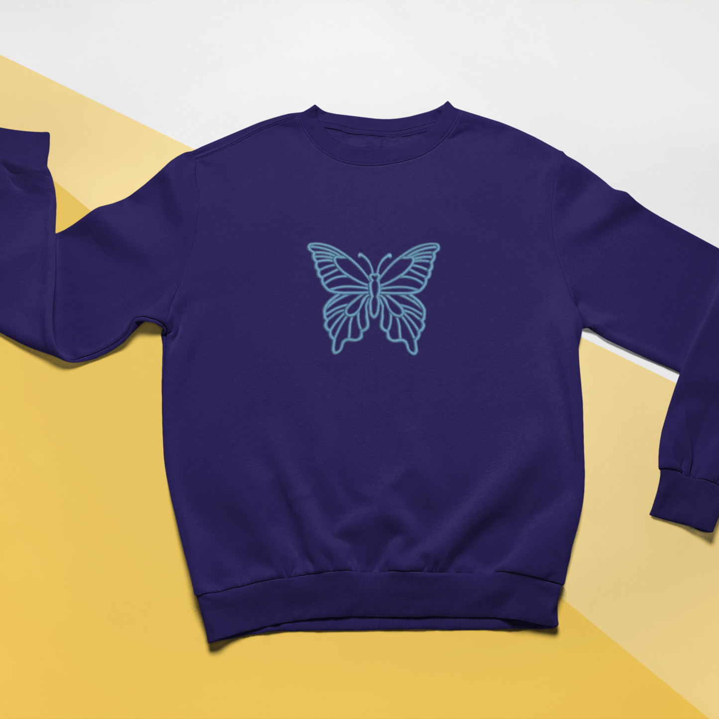 One Line Butterfly Embroidered Sweatshirt