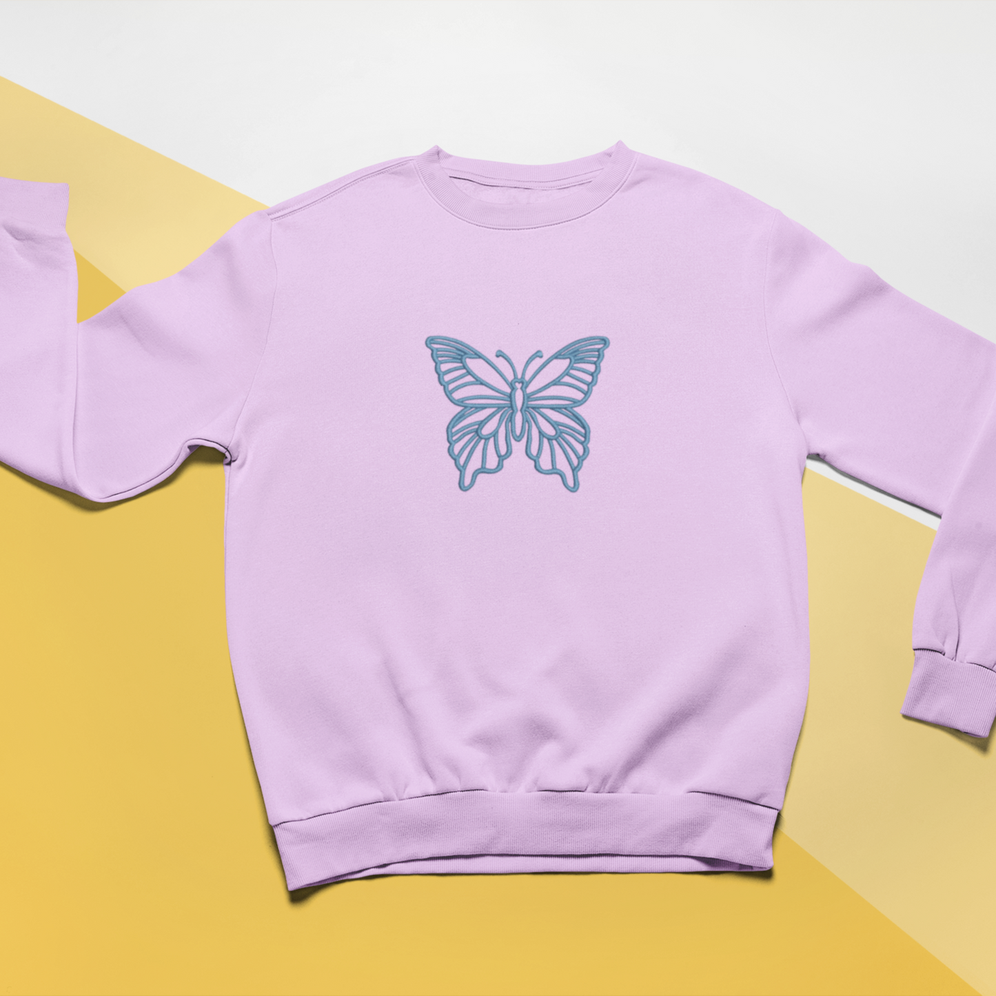 One Line Butterfly Embroidered Sweatshirt
