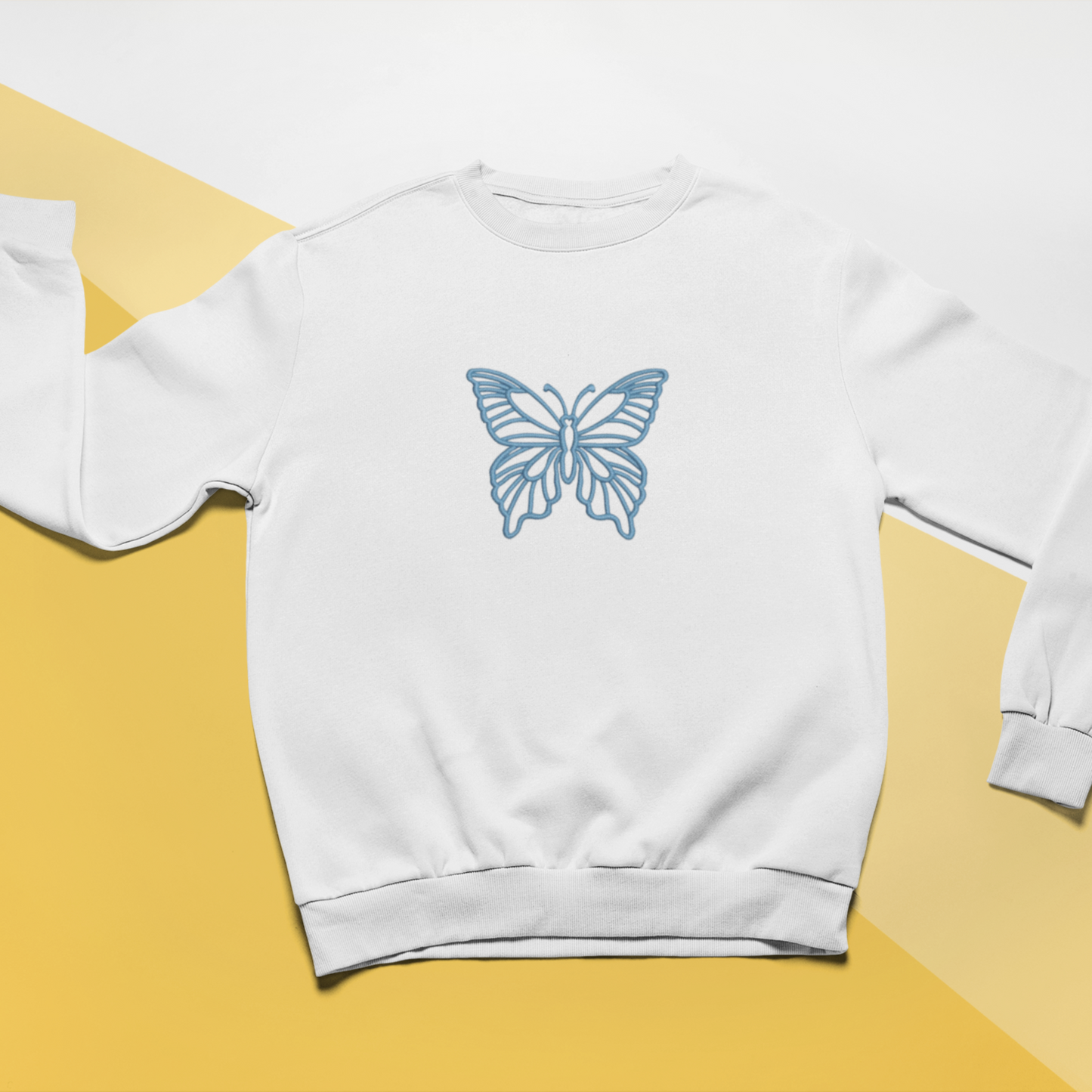One Line Butterfly Embroidered Sweatshirt