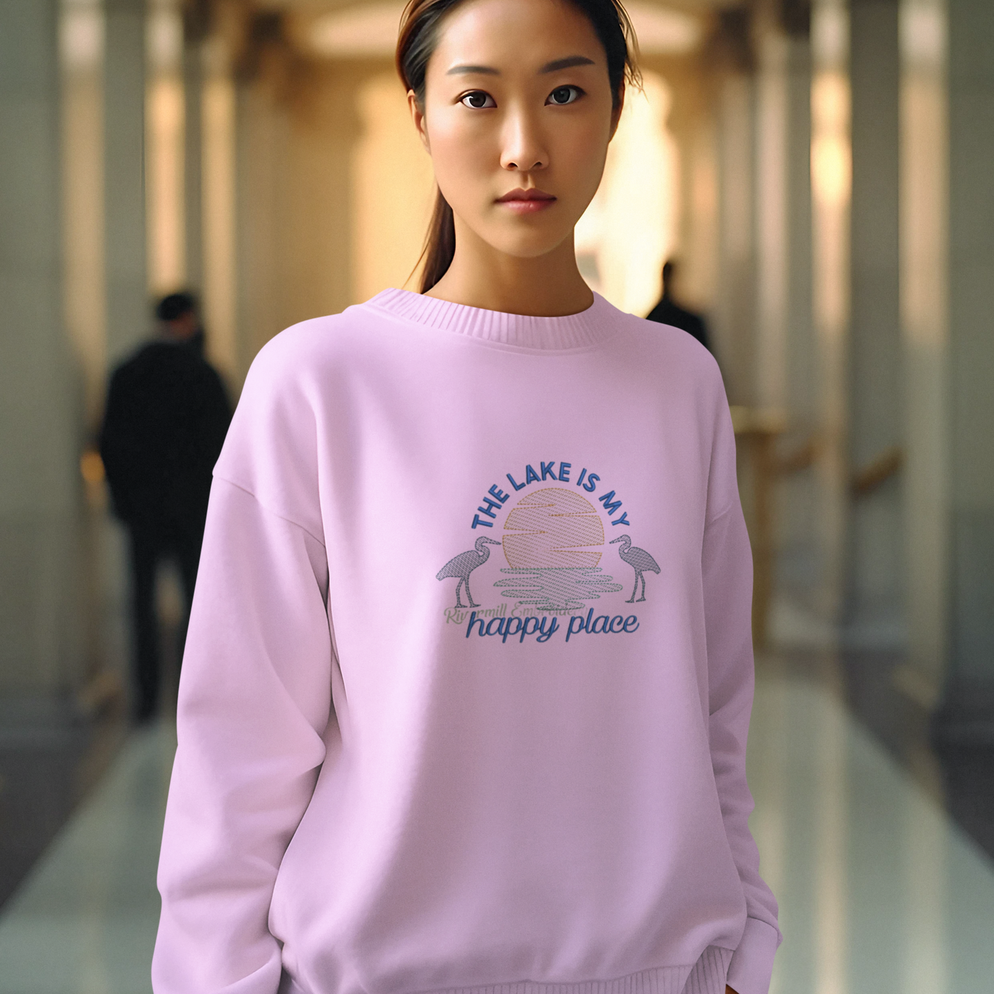 The Lake Is My Happy Place Embroidered Sweatshirt