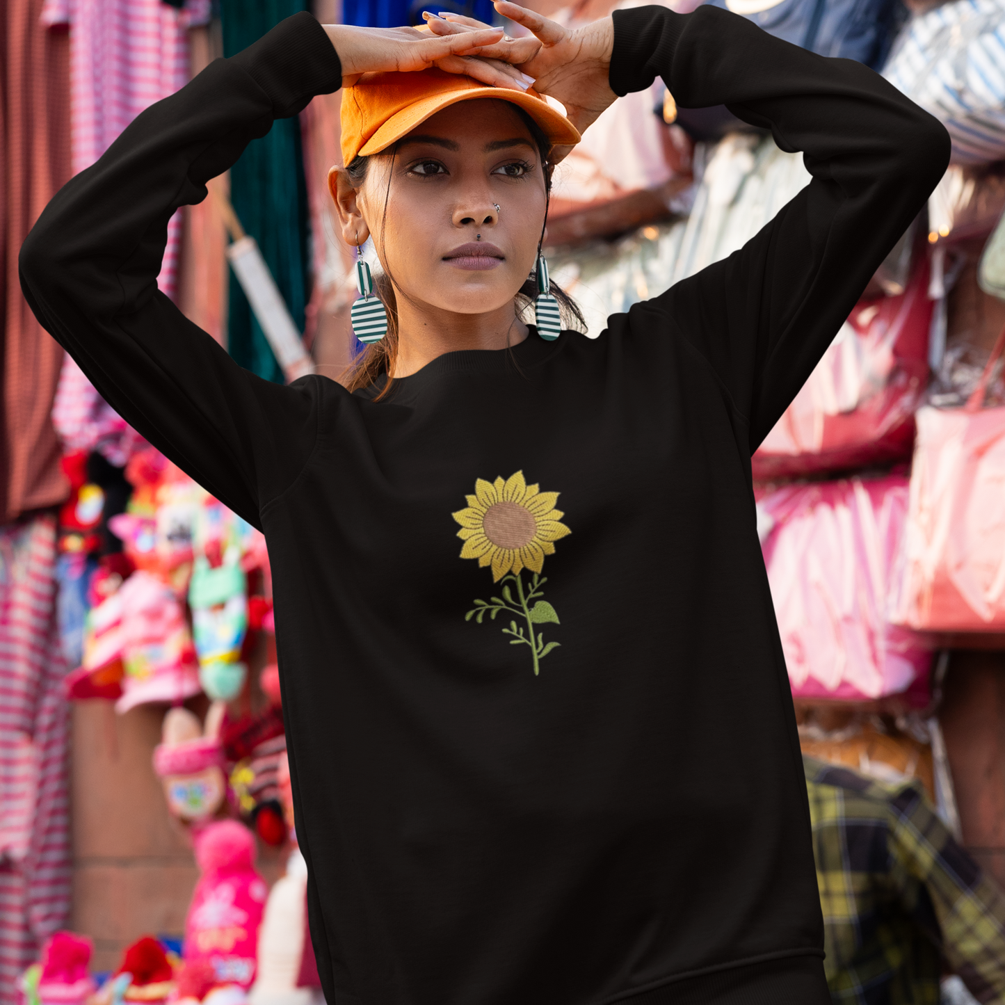 Sun Flower Embroidered Sweatshirt