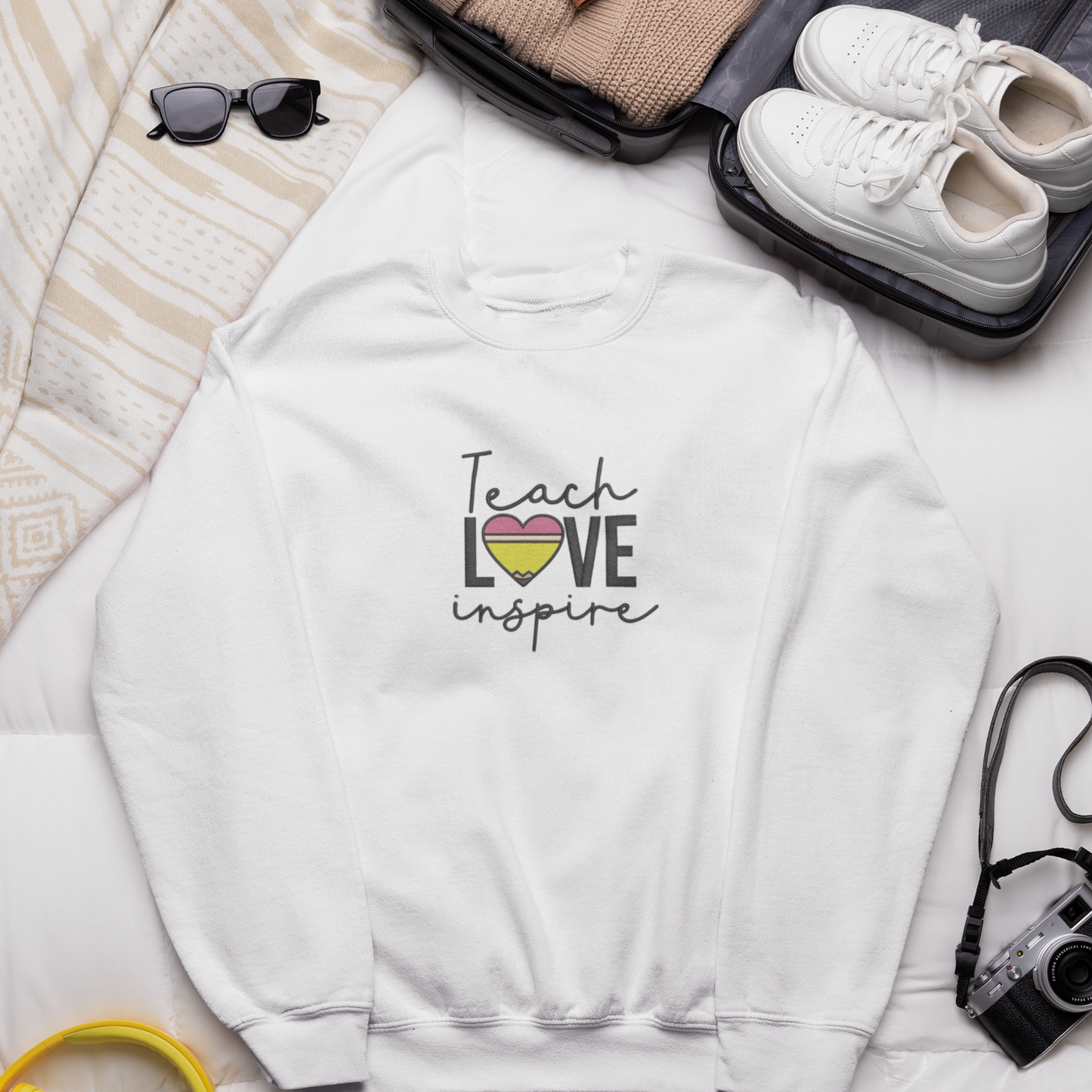 Teach Love Inspire Embroidered Sweatshirt