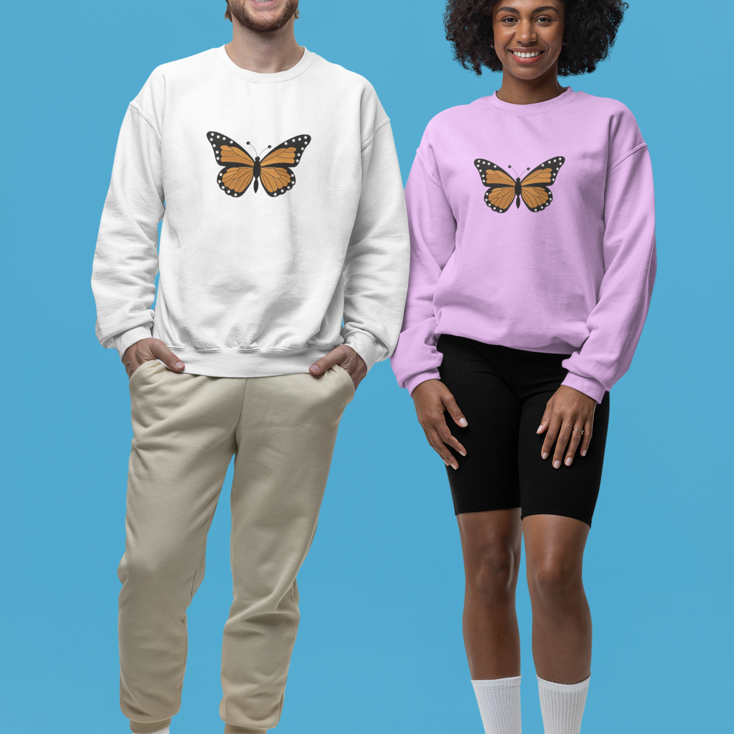Orange Butterfly Embroidered Sweatshirt