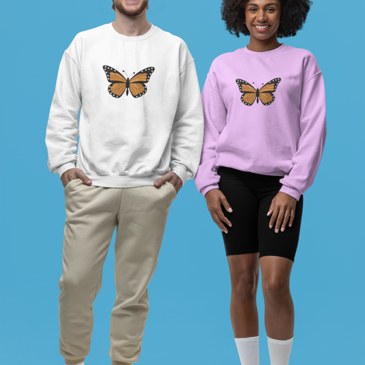 Orange Butterfly Embroidered Sweatshirt